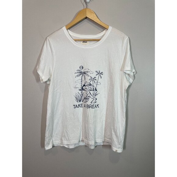 Pact Earth's Favorite Organic Cotton Take a Break Graphic T-Shirt Size XL - Picture 1 of 9